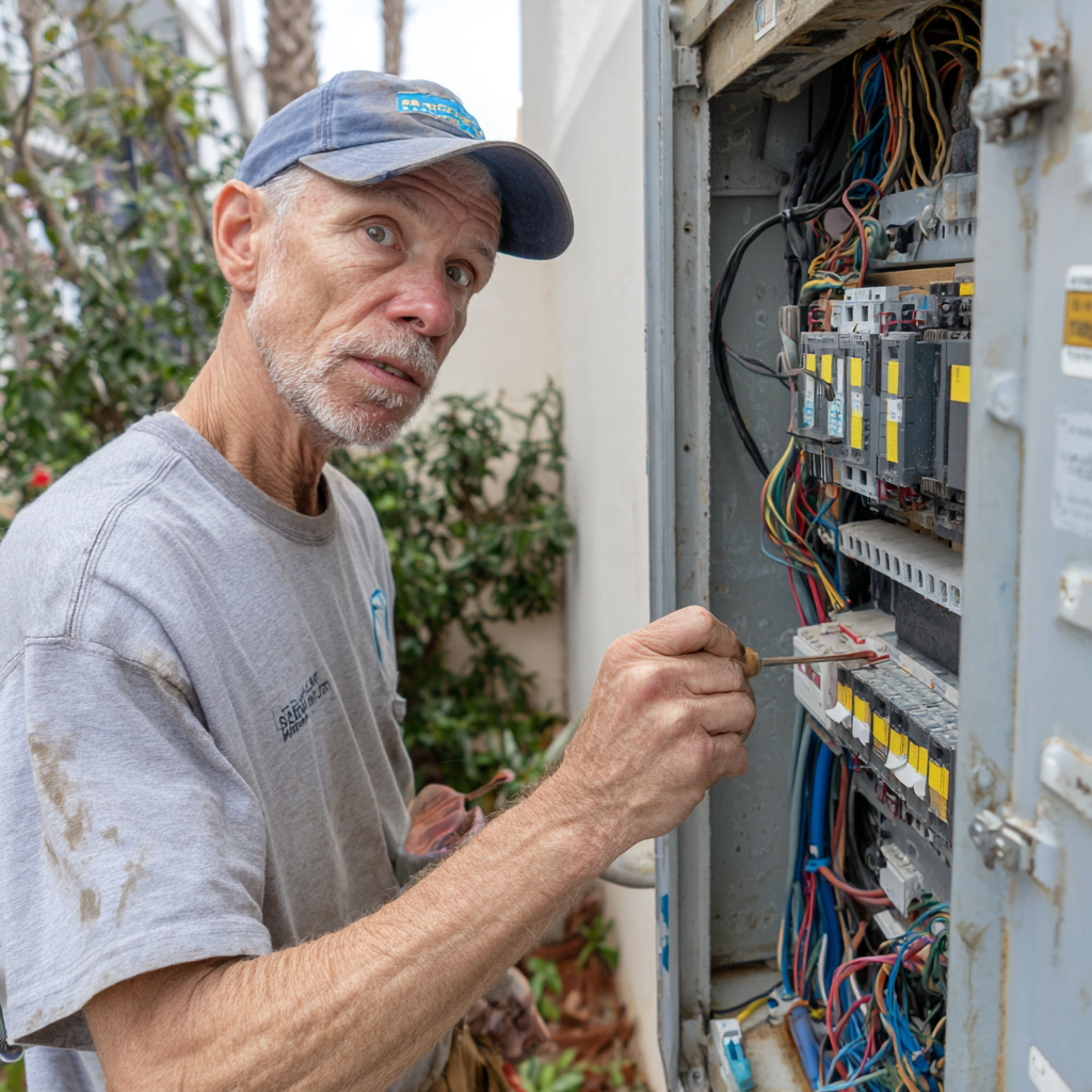 Modern electrical panel upgrade installation replacing old 60-amp service with new 200-amp capacity