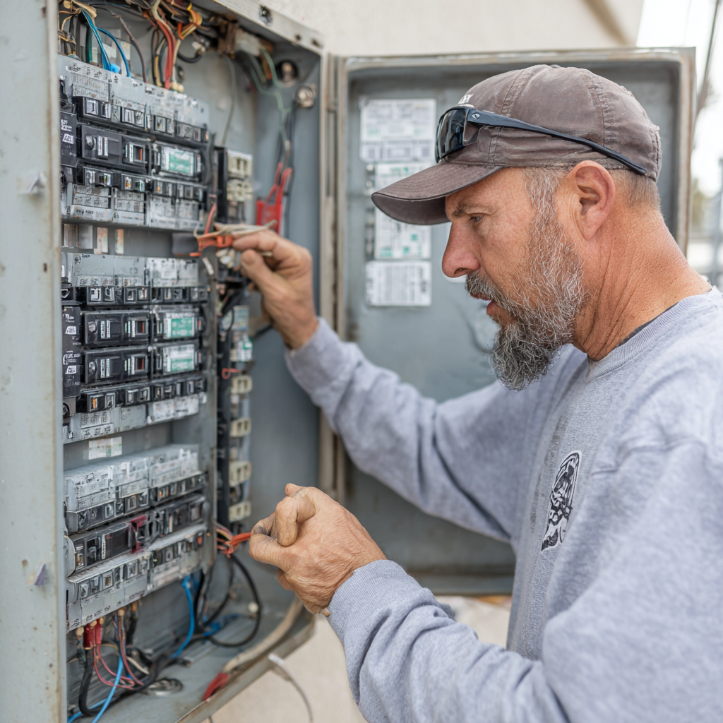 Professional electrical wiring installation in residential home with proper code-compliant techniques